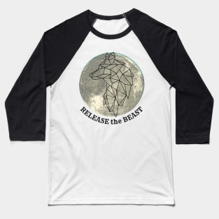 Release the Beast Full Moon Wolf Design Baseball T-Shirt